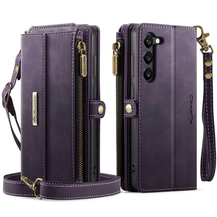 For Samsung Galaxy S23 Case CASEME C39 RFID Blocking Zipper Wallet Stand Leather Cover with Strap
