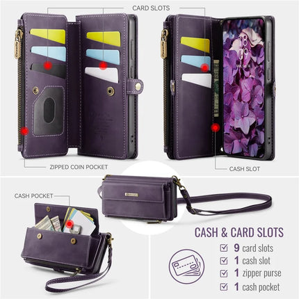 For Samsung Galaxy S22 5G Case CASEME C39 RFID Blocking Zipper Wallet Stand Leather Cover with Strap