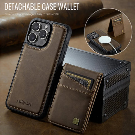 For iPhone 12 Pro Max 6.7 inch Case AUTSPACE A12 Leather Phone Case with Detachable Card Bag