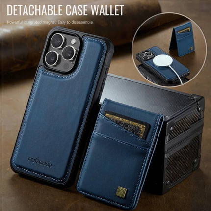 For iPhone 12 Pro Max 6.7 inch Case AUTSPACE A12 Leather Phone Case with Detachable Card Bag