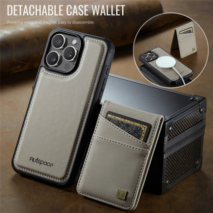 For iPhone 13 Pro Max 6.7 inch Case AUTSPACE A12 Leather Phone Case with Detachable Card Bag