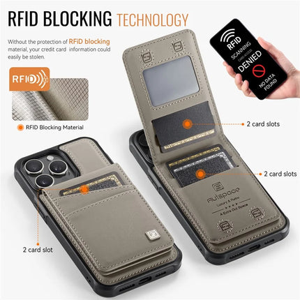 For iPhone 13 Pro Max 6.7 inch Case AUTSPACE A12 Leather Phone Case with Detachable Card Bag
