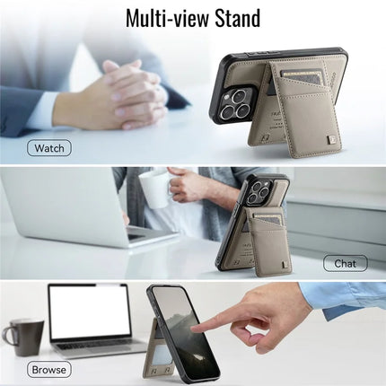For iPhone 13 Pro Max 6.7 inch Case AUTSPACE A12 Leather Phone Case with Detachable Card Bag