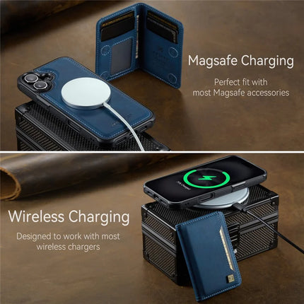 For iPhone 16 Case AUTSPACE A13 Vintage Leather Back Cover with Magnetic Detachable Card Bag