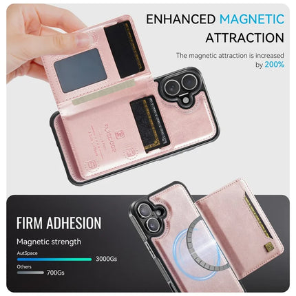 For iPhone 16 Case AUTSPACE A13 Vintage Leather Back Cover with Magnetic Detachable Card Bag