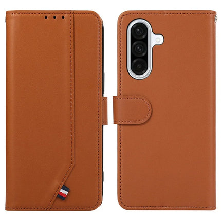 For Samsung Galaxy A56 5G Case RFID Blocking Flip Leather Phone Cover - Brown