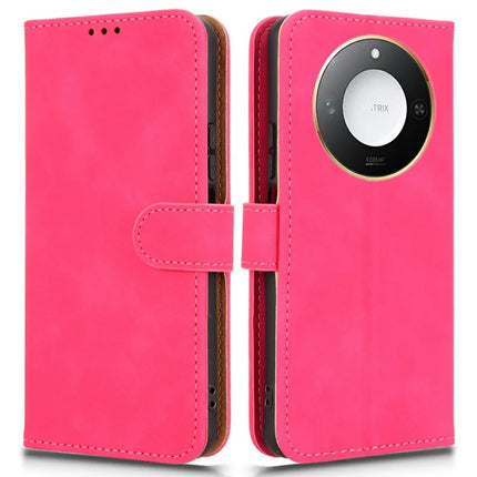 For Honor X60 5G Leather Case Skin-Feel Anti-Drop Wallet Flip Phone Cover - Rose