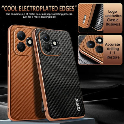 AZNS For Honor X60i 5G Case Electroplating Carbon Fiber Texture PU+TPU Phone Cover