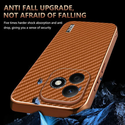 AZNS For Honor X60i 5G Case Electroplating Carbon Fiber Texture PU+TPU Phone Cover