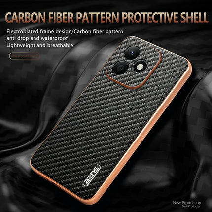 AZNS For Honor X60i 5G Case Electroplating Carbon Fiber Texture PU+TPU Phone Cover