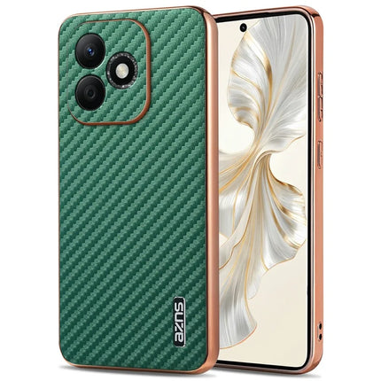 AZNS For Honor X60i 5G Case Electroplating Carbon Fiber Texture PU+TPU Phone Cover - Green