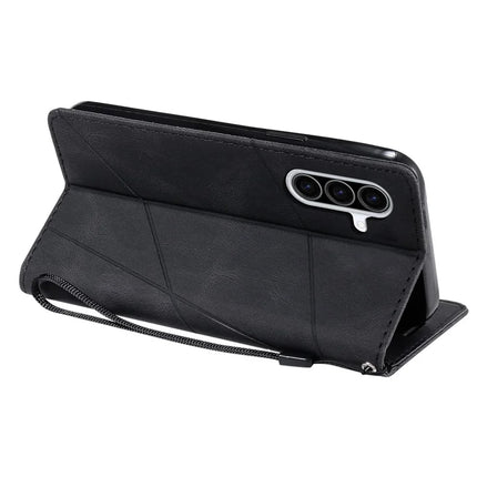 For Samsung Galaxy A36 5G Case Imprinted Lines PU Leather Splicing Wallet Phone Cover