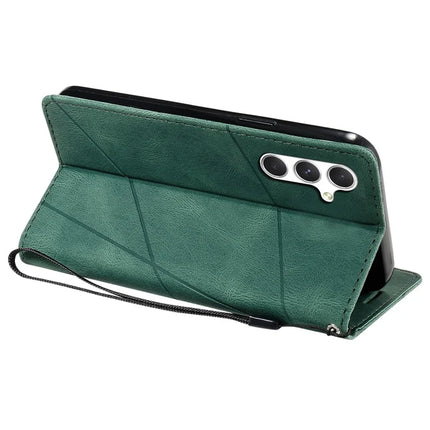 For Samsung Galaxy A56 5G Case Imprinted Lines PU Leather Splicing Wallet Phone Cover