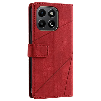 For Honor X6a 4G / X6b 4G Case Imprinted Lines PU Leather Splicing Wallet Phone Cover