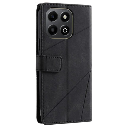 For Honor X6a 4G / X6b 4G Case Imprinted Lines PU Leather Splicing Wallet Phone Cover