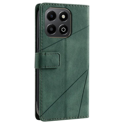 For Honor X6a 4G / X6b 4G Case Imprinted Lines PU Leather Splicing Wallet Phone Cover