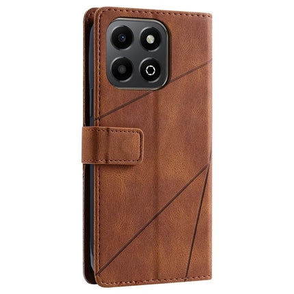 For Honor X6a 4G / X6b 4G Case Imprinted Lines PU Leather Splicing Wallet Phone Cover