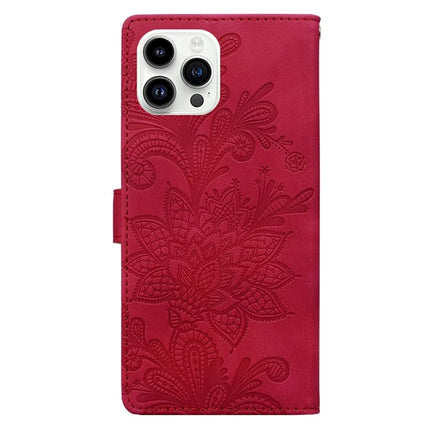 For iPhone 16 Pro Case Imprinted Lace Flowers PU Leather Wallet Phone Cover