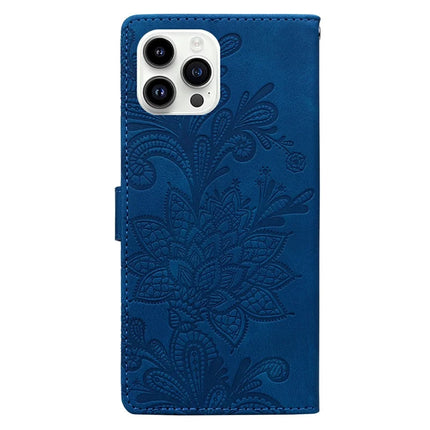For iPhone 16 Pro Case Imprinted Lace Flowers PU Leather Wallet Phone Cover