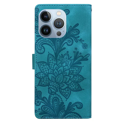 For iPhone 16 Pro Max Case Imprinted Lace Flowers PU Leather Wallet Phone Cover