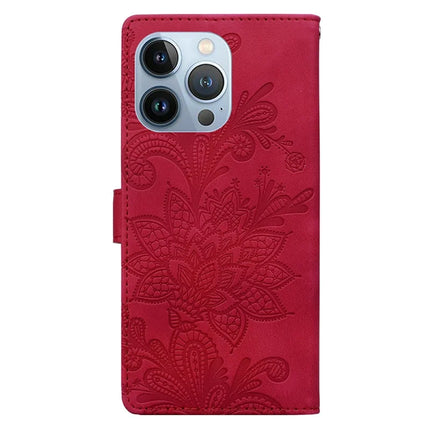 For iPhone 16 Pro Max Case Imprinted Lace Flowers PU Leather Wallet Phone Cover