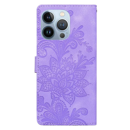 For iPhone 16 Pro Max Case Imprinted Lace Flowers PU Leather Wallet Phone Cover