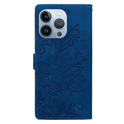For iPhone 16 Pro Max Case Imprinted Lace Flowers PU Leather Wallet Phone Cover