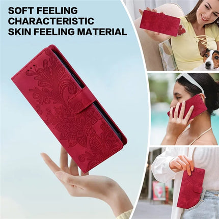 For Samsung Galaxy A55 5G Case Imprinted Lace Flowers PU Leather Wallet Phone Cover