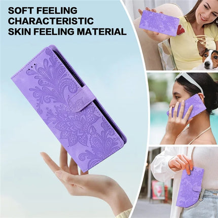 For Samsung Galaxy A55 5G Case Imprinted Lace Flowers PU Leather Wallet Phone Cover