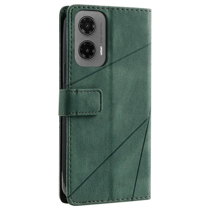 For Motorola Moto G35 5G Case Imprinted Lines PU Leather Splicing Wallet Phone Cover