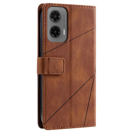 For Motorola Moto G35 5G Case Imprinted Lines PU Leather Splicing Wallet Phone Cover