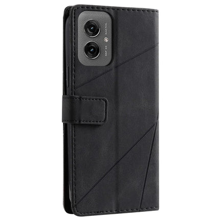 For Motorola Moto G55 5G Case Imprinted Lines PU Leather Splicing Wallet Phone Cover