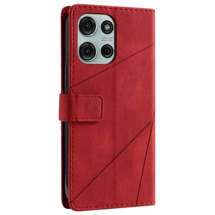 For Motorola Moto G75 5G Case Imprinted Lines PU Leather Splicing Wallet Phone Cover