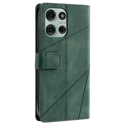 For Motorola Moto G75 5G Case Imprinted Lines PU Leather Splicing Wallet Phone Cover