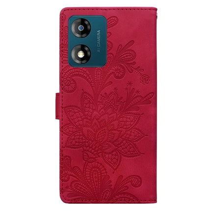 For Motorola Moto E13 4G Case Imprinted Lace Flowers PU Leather Wallet Phone Cover