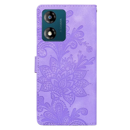 For Motorola Moto E13 4G Case Imprinted Lace Flowers PU Leather Wallet Phone Cover
