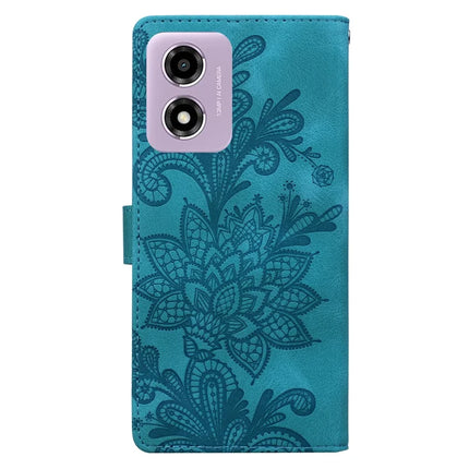PU Leather Case For Motorola Moto E14 4G  /  G24 4G  /  G04 4G Imprinted Lace Flowers Wallet Phone Cover
