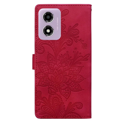 PU Leather Case For Motorola Moto E14 4G  /  G24 4G  /  G04 4G Imprinted Lace Flowers Wallet Phone Cover