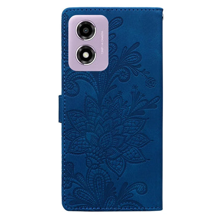 PU Leather Case For Motorola Moto E14 4G  /  G24 4G  /  G04 4G Imprinted Lace Flowers Wallet Phone Cover