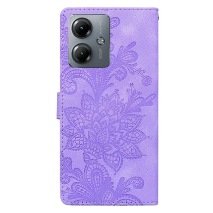 For Motorola Moto G14 4G Case Imprinted Lace Flowers PU Leather Wallet Phone Cover