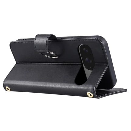 For Google Pixel 9 / 9 Pro Crossbody Leather Case Ring Buckle Wallet Stand Rhombus Mobile Cover