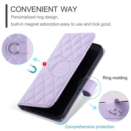 For Google Pixel 9 / 9 Pro Crossbody Leather Case Ring Buckle Wallet Stand Rhombus Mobile Cover