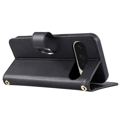 For Google Pixel 9 Pro XL Crossbody Leather Case Ring Buckle Wallet Stand Rhombus Mobile Cover