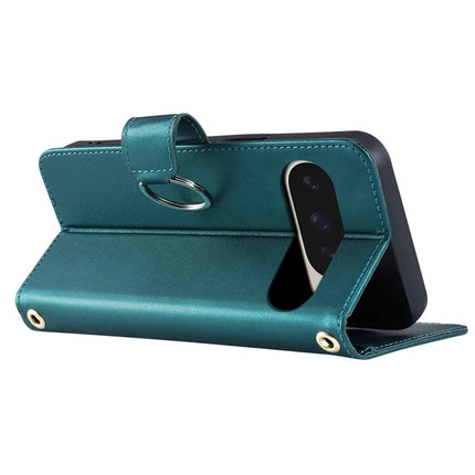 For Google Pixel 9 Pro XL Crossbody Leather Case Ring Buckle Wallet Stand Rhombus Mobile Cover