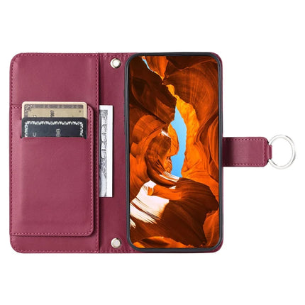 For Google Pixel 9 Pro XL Crossbody Leather Case Ring Buckle Wallet Stand Rhombus Mobile Cover