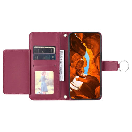 For Google Pixel 9 Pro XL Crossbody Leather Case Ring Buckle Wallet Stand Rhombus Mobile Cover