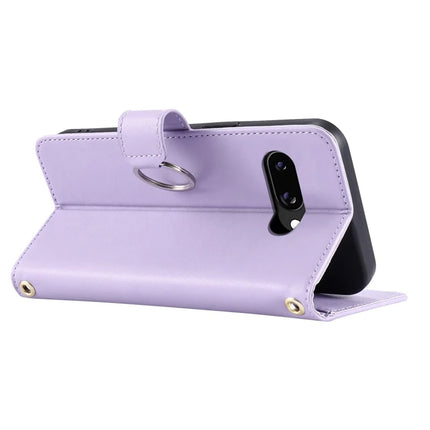 For Google Pixel 9a Crossbody Leather Case Ring Buckle Wallet Stand Rhombus Mobile Cover