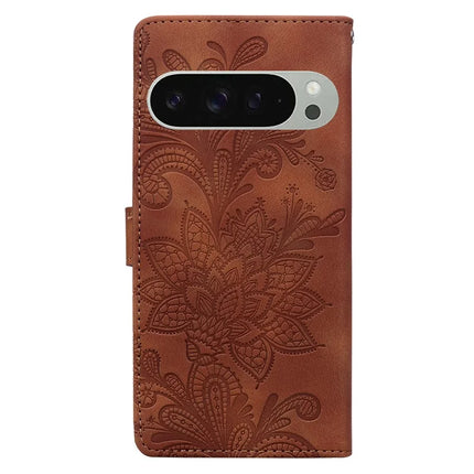 For Google Pixel 9 Pro  /  Pixel 9 Case Imprinted Lace Flowers PU Leather Wallet Phone Cover