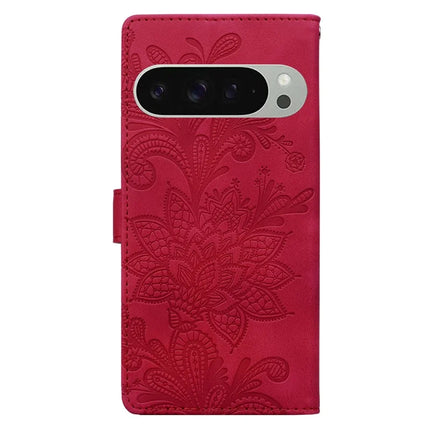 For Google Pixel 9 Pro XL Case Imprinted Lace Flowers PU Leather Wallet Phone Cover