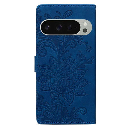 For Google Pixel 9 Pro XL Case Imprinted Lace Flowers PU Leather Wallet Phone Cover